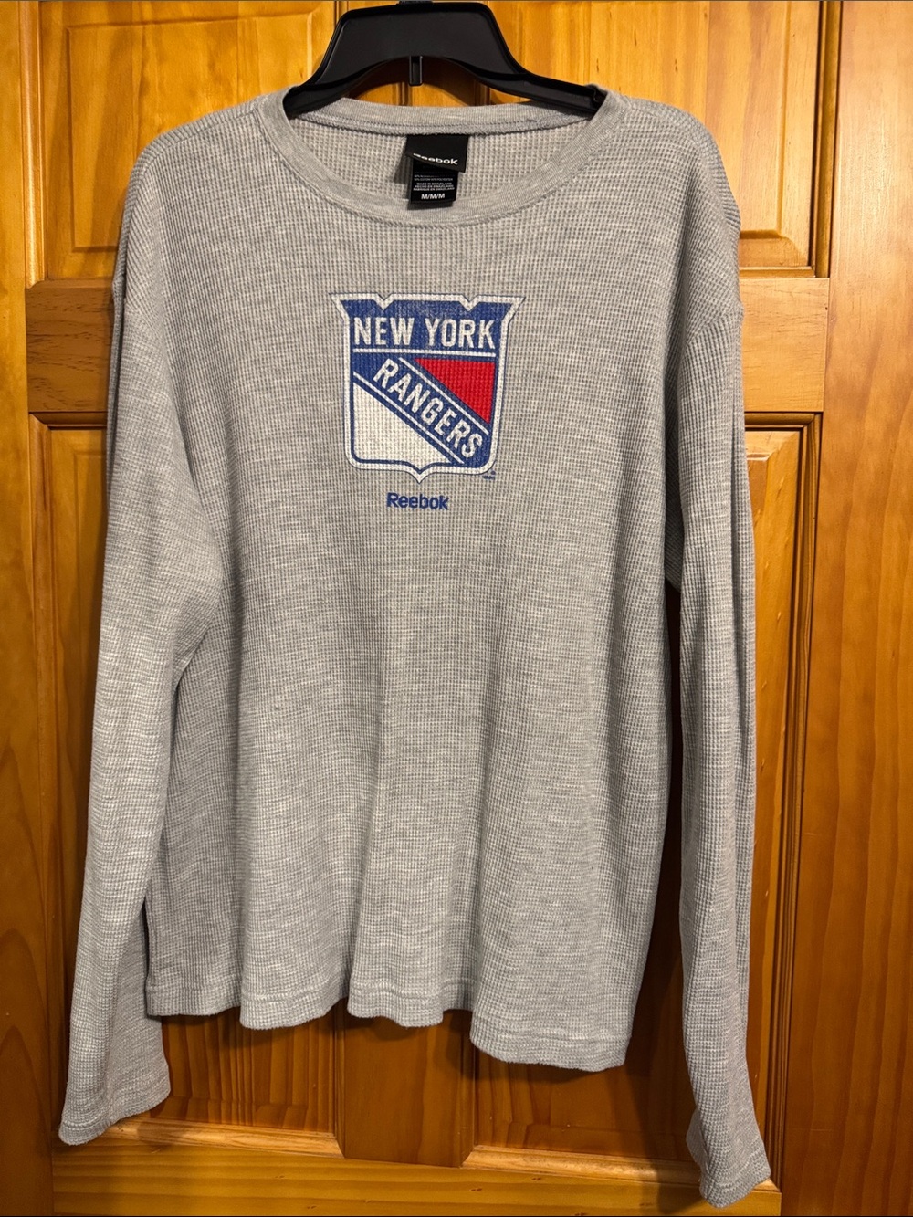 Reebok Gray New York Rangers Crewneck Thermal Sweater